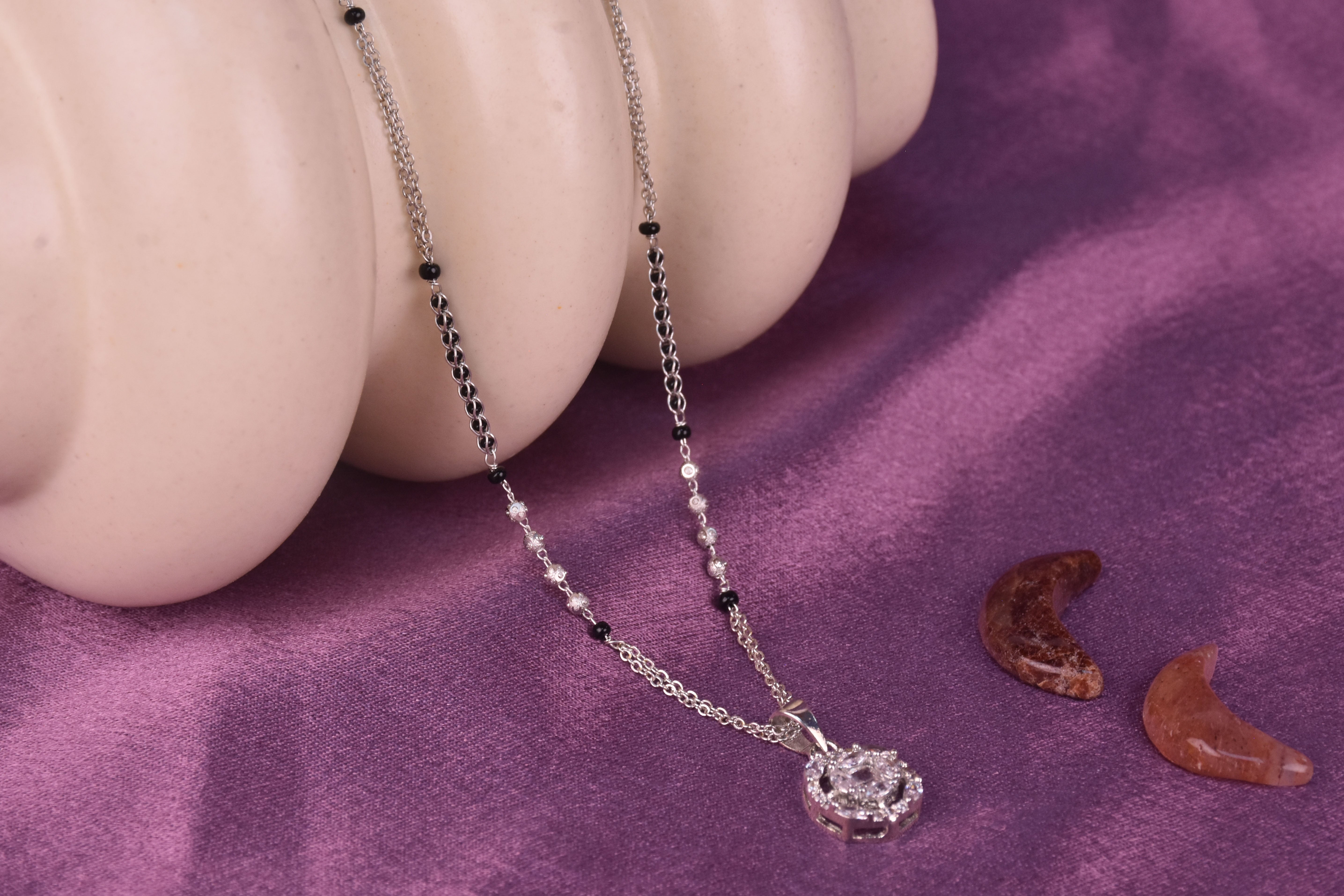 Silver-Plated Mangalsutra with Dazzling CZ Stones