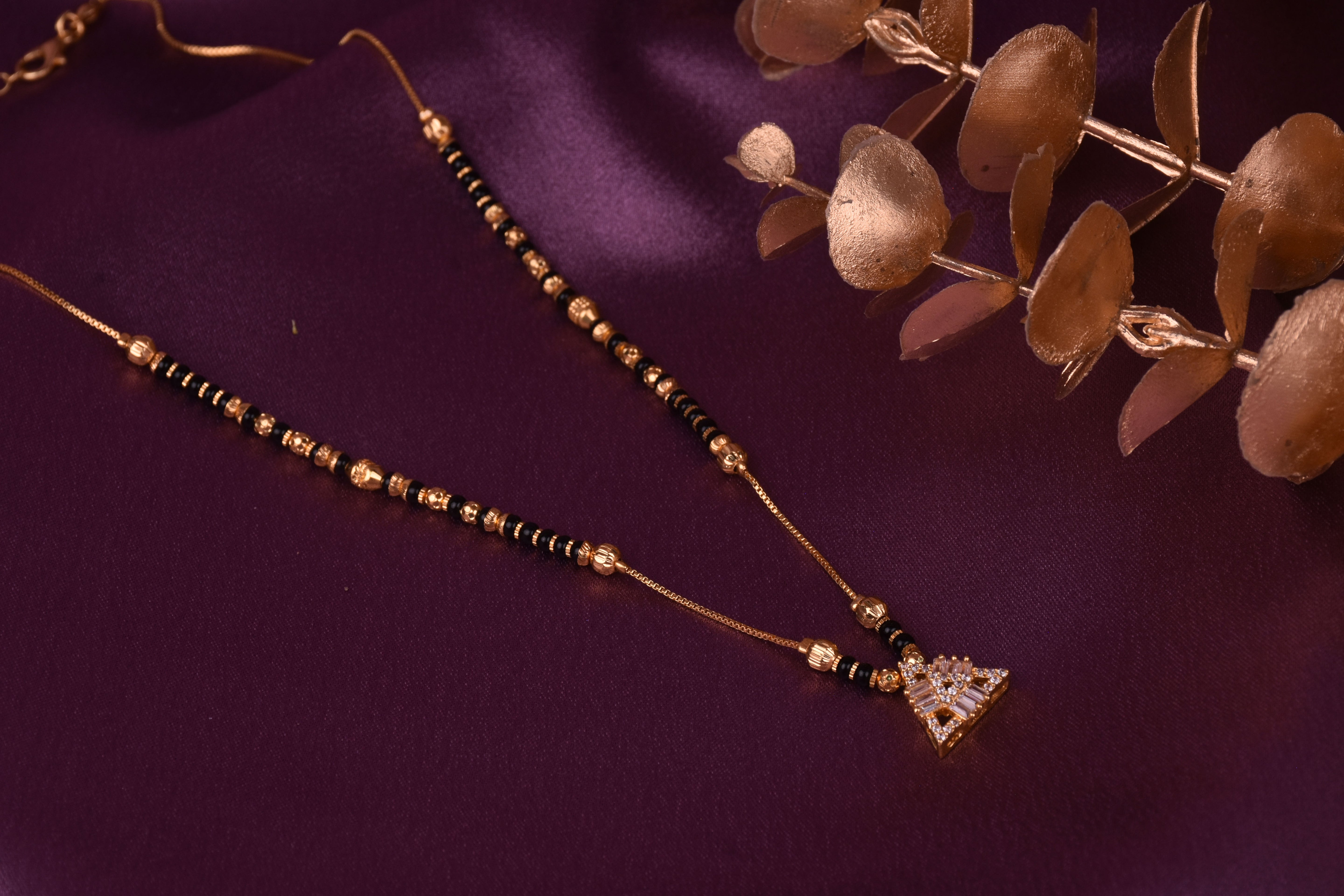 Authentic 18k gold platted Mangalsutra handy Crafted CZ stones- gift for her