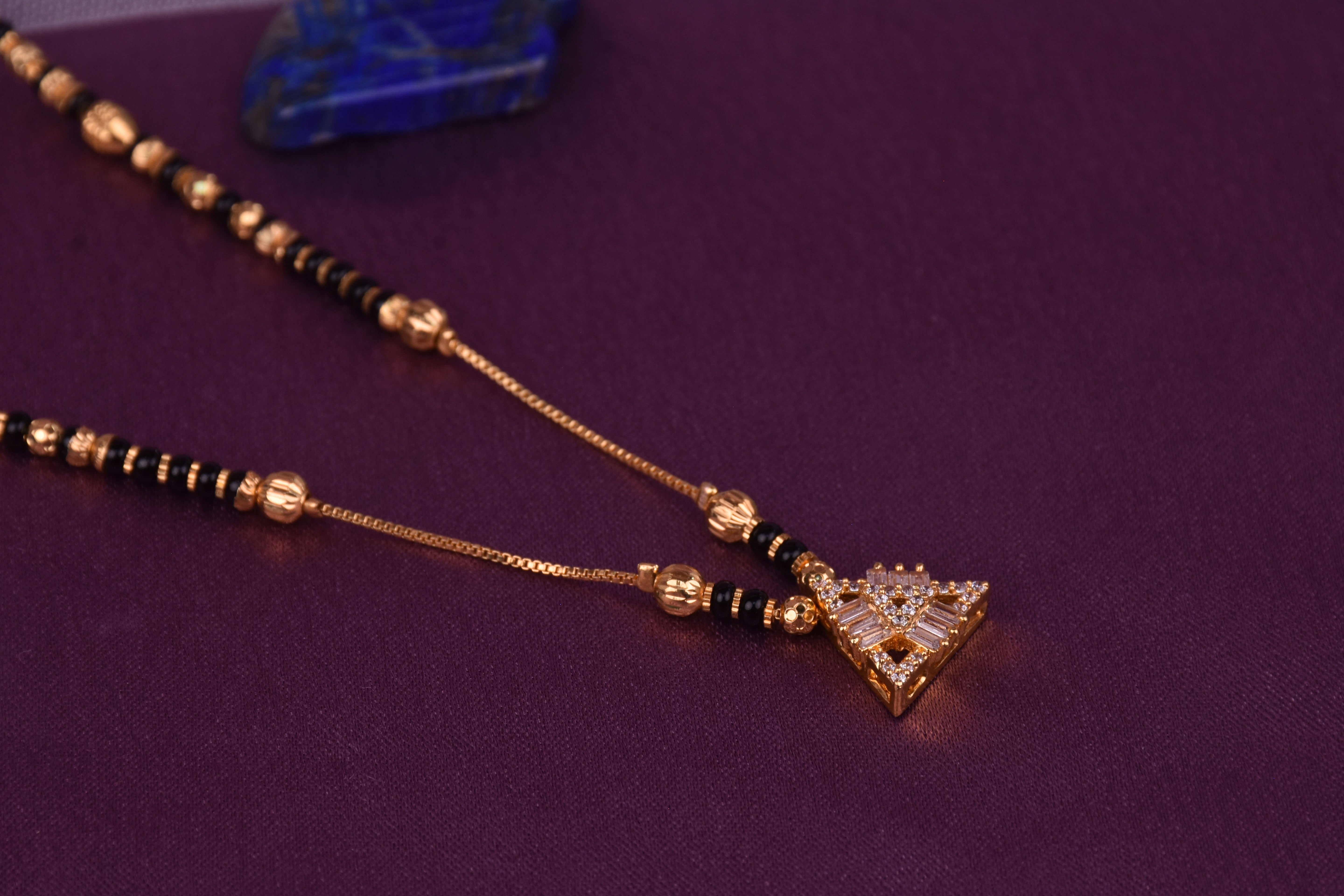 Authentic 18k gold platted Mangalsutra handy Crafted CZ stones- gift for her