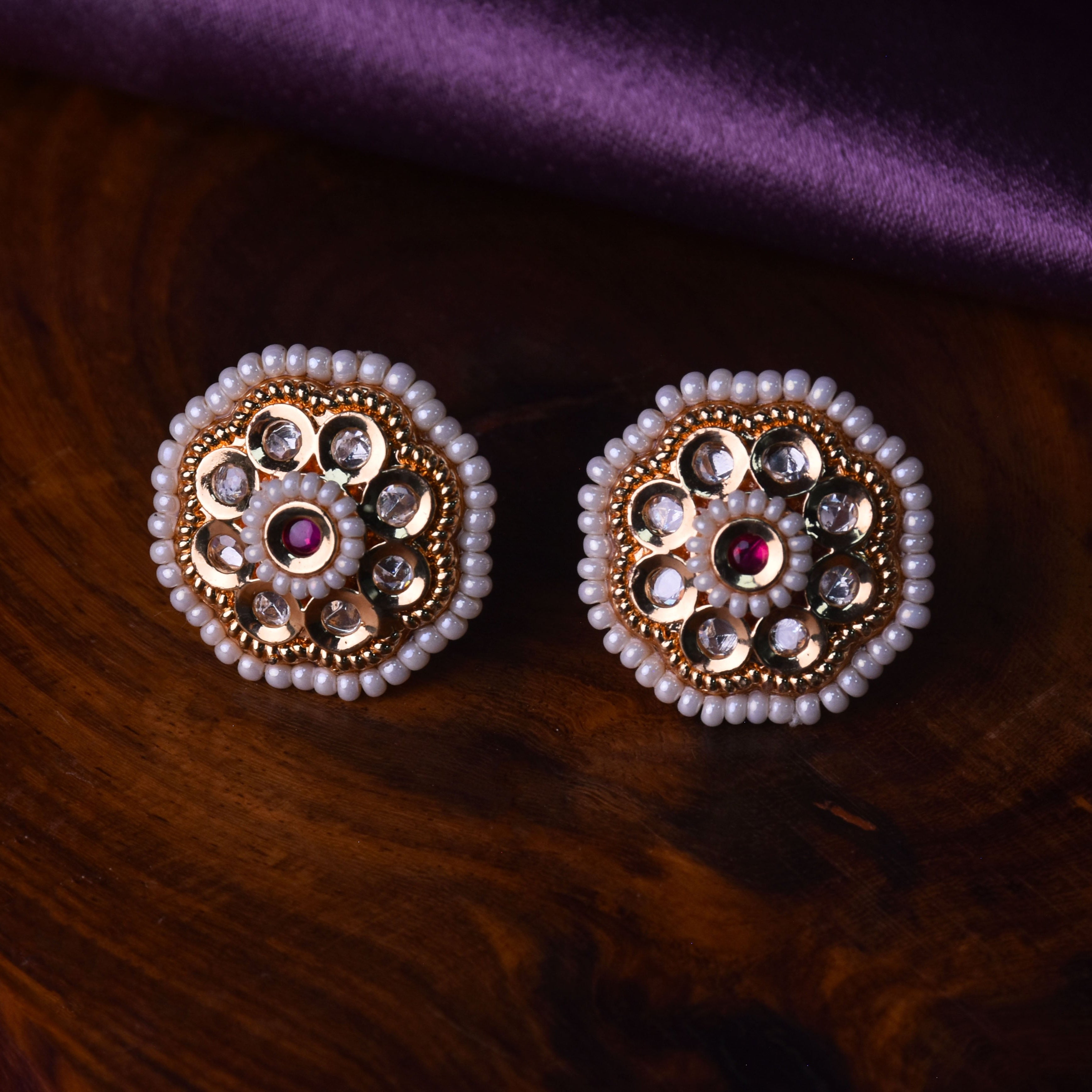 Padmavati Kundan Pearl Stud Earrings