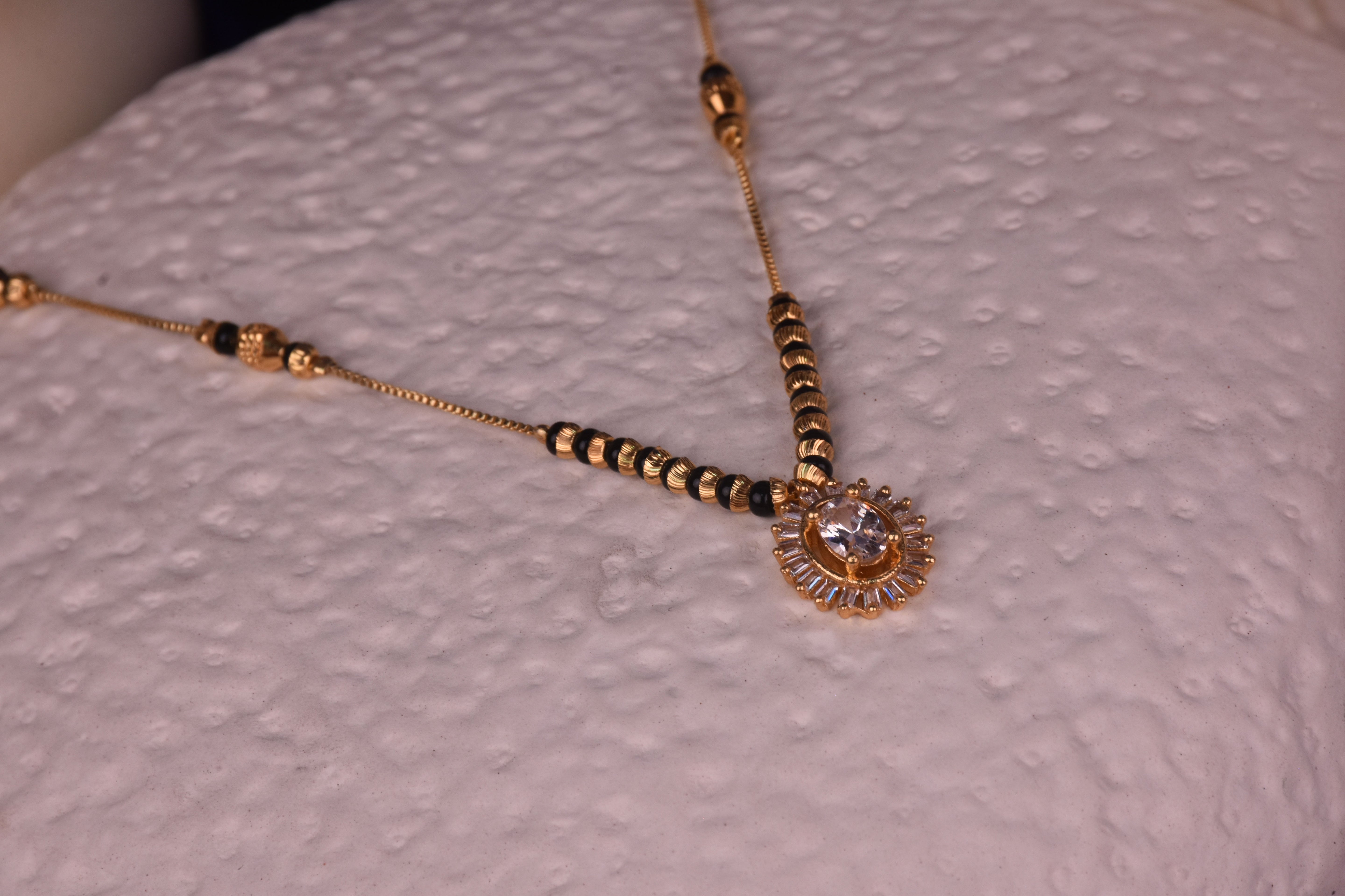 Stylish Oval shape CZ Stones with Gold-Plated Mangalsutra