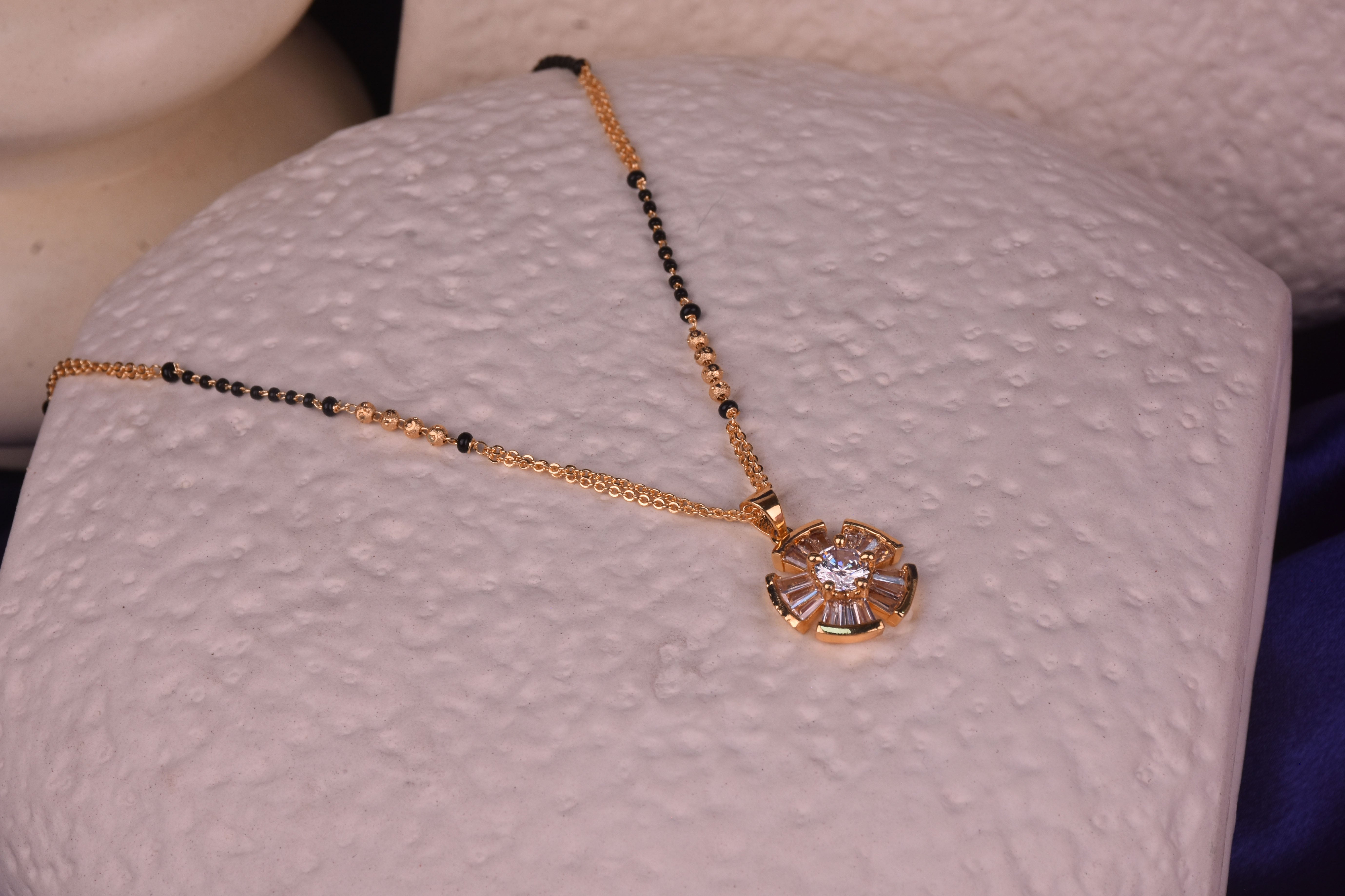 Radiant CZ Stone Gold-Plated Black Beaded Mangalsutra (Copy)