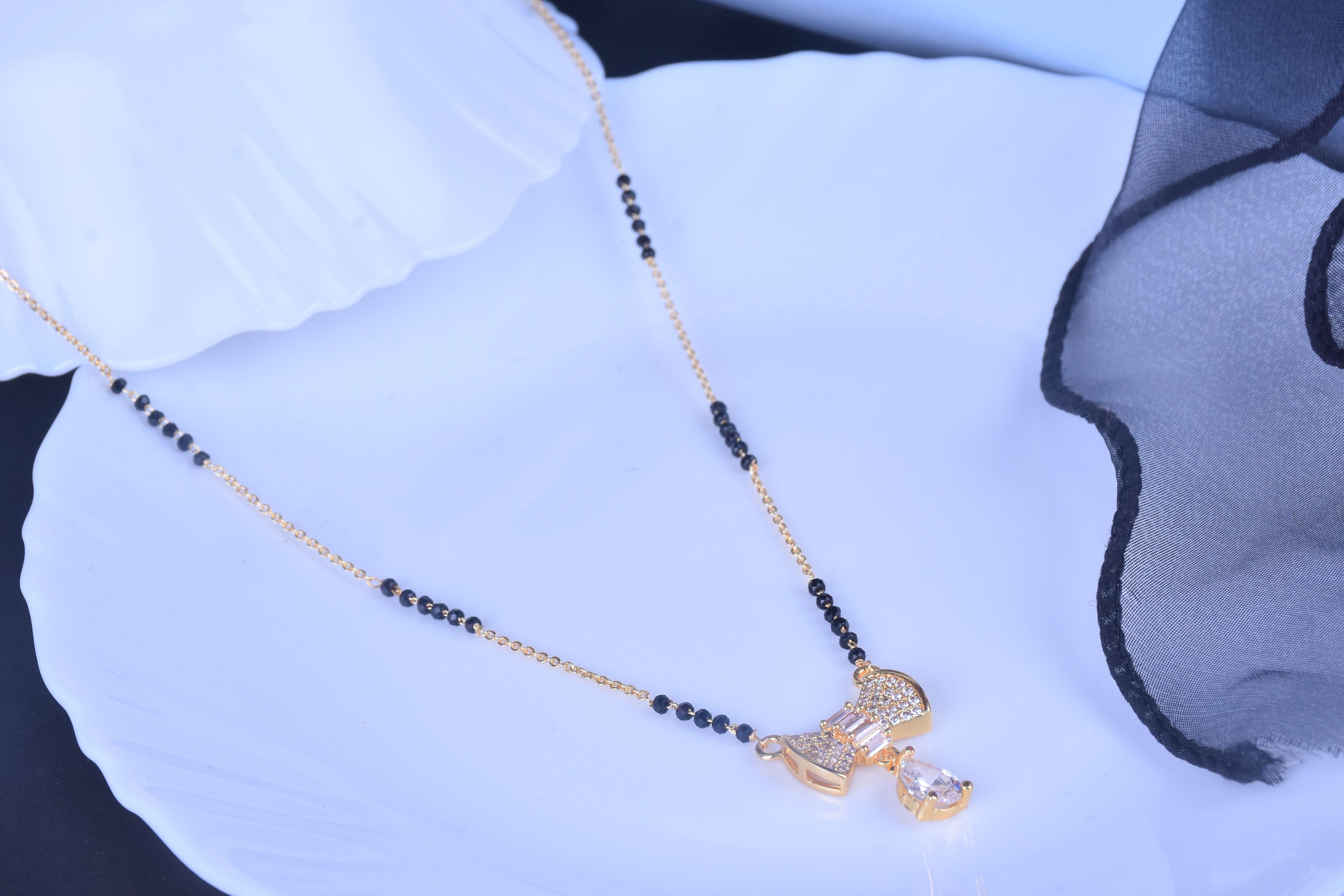 Trendy 18K Gold Plated Bowknot Dainty Bow Mangalsutra Fashionable Jewelry Gifts